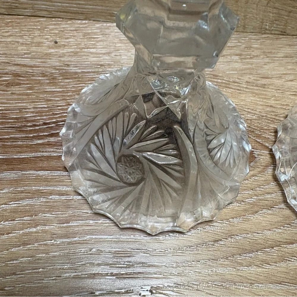Vintage Anna Hutte Bleikristall Germany Crystal Candle Sticks Holders